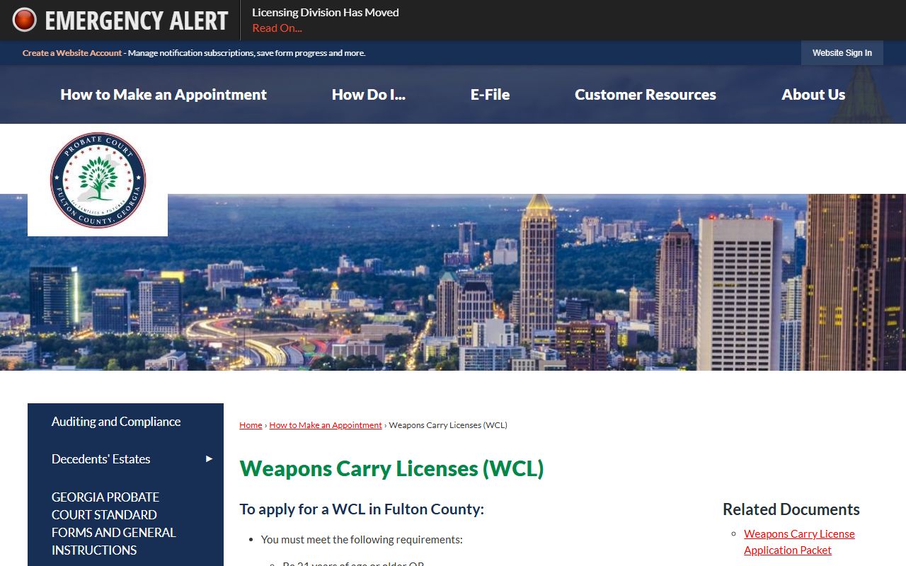 Fulton County certified copy request page for Atlanta marriage records