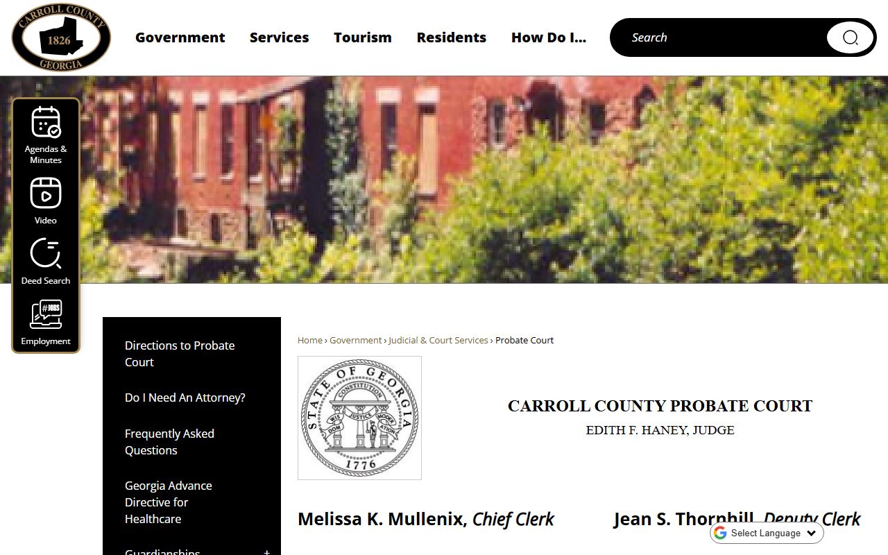 Carroll County Probate Court page for Carrollton marriage records