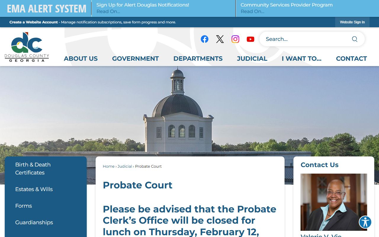 Douglas County Probate Court page for Douglasville marriage records