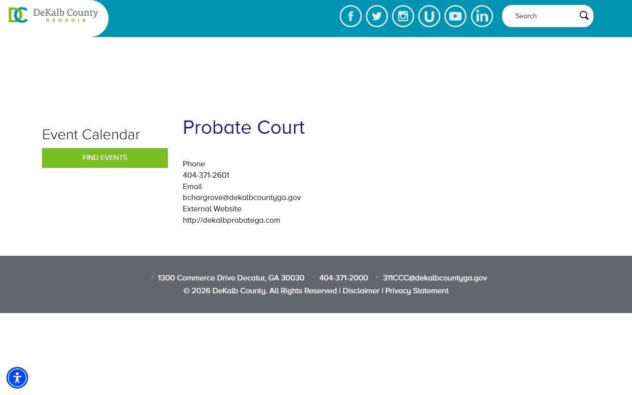 DeKalb County Government probate court page for Redan