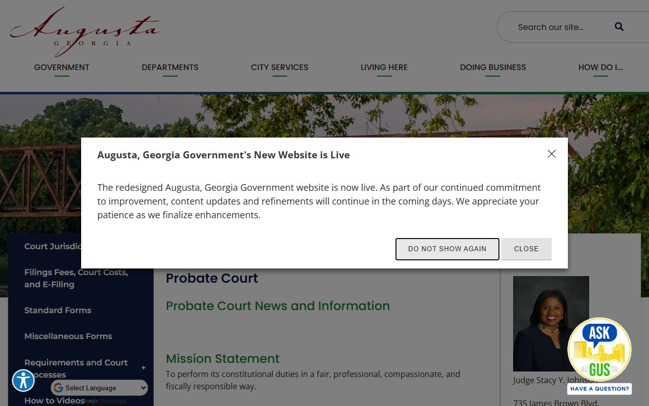 Richmond County Probate Court website for Augusta marriage records