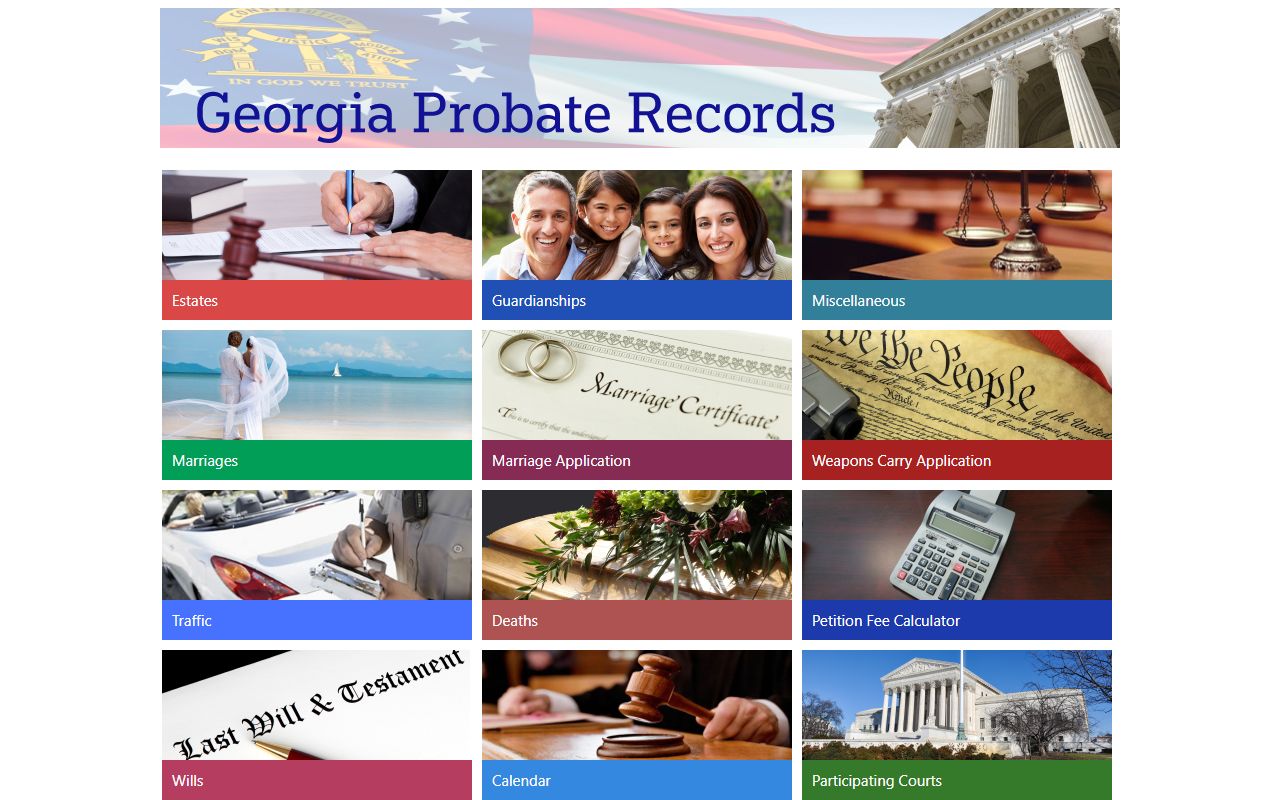 Georgia Probate Records online portal for marriage records search
